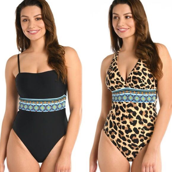 LA BLANCA Running Wild Multi-Strap Cross-Back One Piece Size 12 - Picture 1 of 11